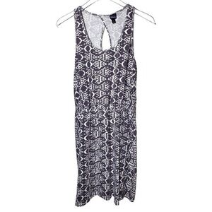 Patagonia Travel Back Keyhole Aztec Print Mini Dress in Dark Grey/White